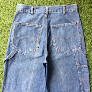 Size 28 Denim Carpenter Workwear Pants Distressed Straight Leg Carpenter Dungarees Jeans, Medium 28&quot;