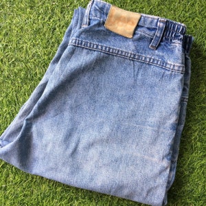 Jeans vintage a vita alta Lee, taglia 32, jeans mom affusolati con elastico in vita, stile grunge, Y2K, dalla taglia Large alla Extra Large, 32"
