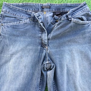Vintage Low Rise Distressed Bootcut Jeans W32 L32, Low Waist Flare Retro Denim Pants, waist 32&quot;