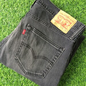 Size 35 Vintage Distressed Levis 511 Slim Fit Jeans W35 L31 Black Wash Denim Tapered Leg Jeans Waist 35&quot;