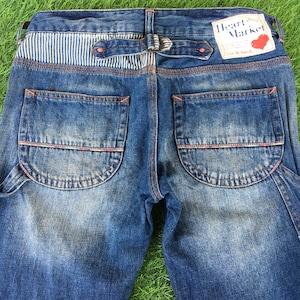 Japanese Workwear Denim Pants W28 L32 Slim Straight Leg Carpenter Dungarees Denim Jeans, Small&quot;