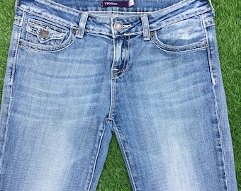 Y2K Low Rise Flare Jeans, Distressed Denim Pants, W31/32