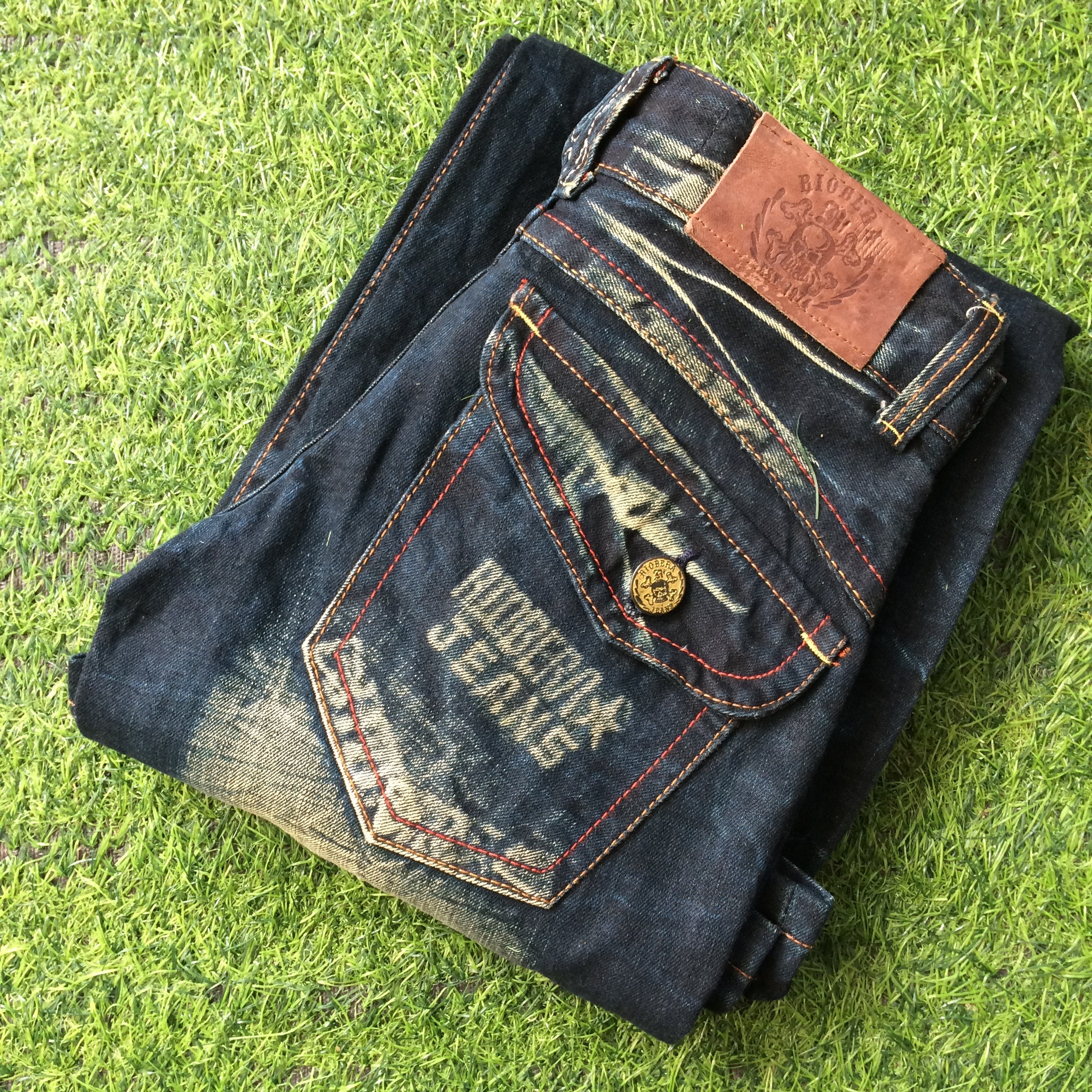 Size 25 Riobera Bib Jeans W28 L32 Low Rise Dark Blue