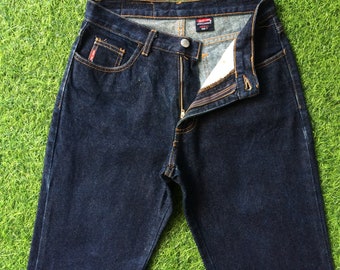 Vaqueros acampanados de tiro medio estilo años 2000, denim lavado oscuro (talla 7)