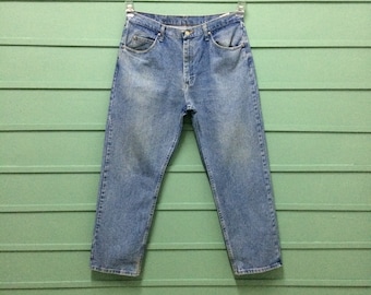 Vintage Wrangler Western Jeans, Distressed Light Wash, Plus Size 35x29