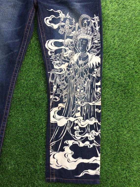 Size 37 Japanese Buden Shouten Printed Graphic Jeans W37 L29
