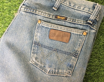 Vintage Wrangler Western Jeans, Size 35x38, Distressed Denim