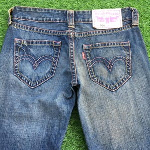 Size 30 Y2K Distressed Levis Low Rise Bootcut Jeans W30 L28 Medium Wash Denim Flared Leg Jeans Waist 30&quot;