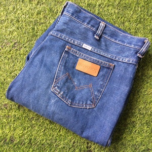 Size 38 Vintage 80's Maverick Bootcut Jeans W38 L29 Distressed Western Blue Bell Flare Jeans Made In USA, Waist 38"