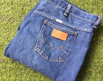 Jeansy Maverick Bootcut z lat 80., z przetarciami i rozszerzanym tyłem w stylu western, rozmiar W38