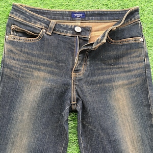 Size 26 Y2K Low Rise Distressed Flare Jeans W26 L29, Vintage Low Waist Flared Denim Pants, waist 26&quot;