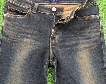 Vintage Y2K Low Rise Flare Jeans, Size 26 Distressed Denim