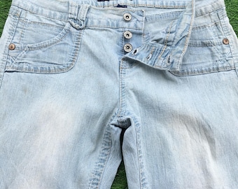 Y2K Angels Low Rise Flare Jeans, Distressed Denim (W32 L31)