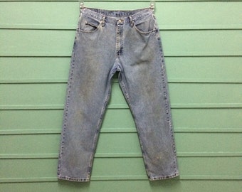 Vintage 90s Wrangler Western Jeans, Light Wash Distressed Denim (35x31)