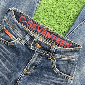 Vintage Y2K Faded Low Rise Flared Jeans - Small, Y2K 2000s Distressed Denim Bootcut Flares