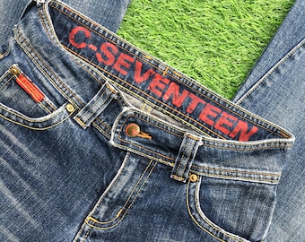 Jeans acampanados de tiro bajo estilo vintage Y2K desteñidos - Talla S, jeans acampanados de mezclilla desgastada estilo años 2000