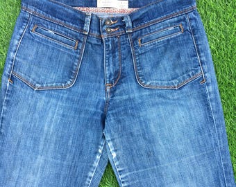 Y2K Low Rise Flare Jeans W31 L31 Old Navy Jeans, Unique Pocket Wide Leg Denim Pants, waist 31"