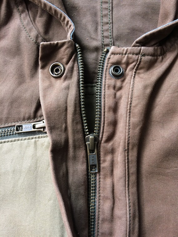 Distressed Patchwork Jacket Parka Zip Up Hoodie - image 8