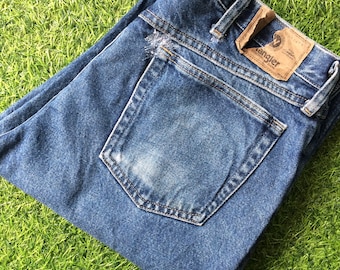 Vintage Faded Wrangler Jeans, 35x29 Distressed Denim