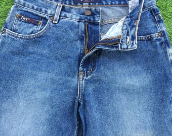 Vaqueros acampanados desgastados Y2K L.e.i, mezclilla rígida vintage (W28 L32)