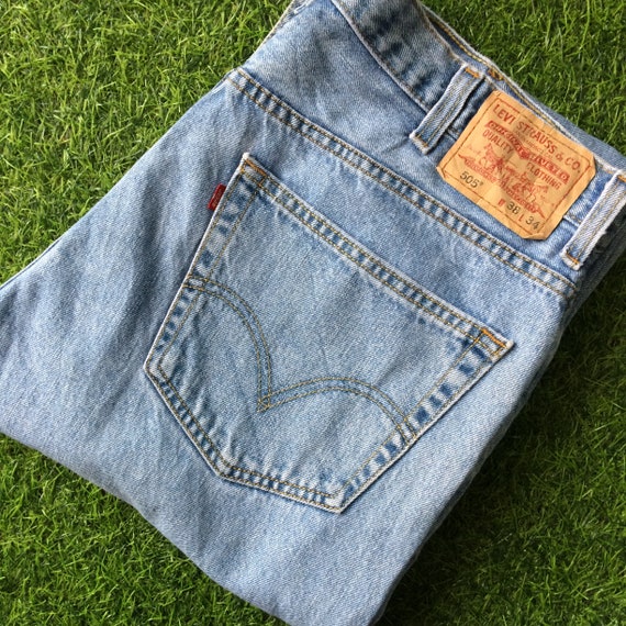 Size 37 Vintage Distressed Levis 505 Jeans L33 Light Wash - Etsy