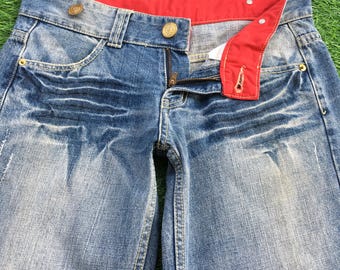 Pantaloni jeans larghi e larghi giapponesi in denim stile Y2K, vita 30", fianchi 38 pollici