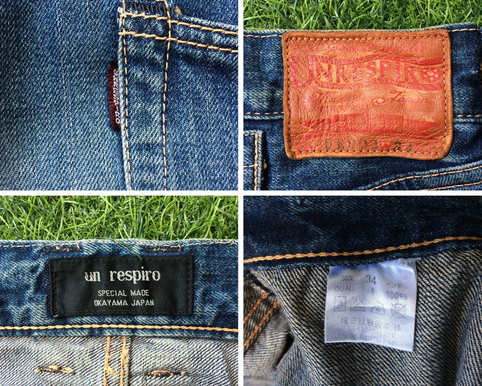 Size 34 Distressed Japanese Selvedge Denim Redline Ripped Jeans  