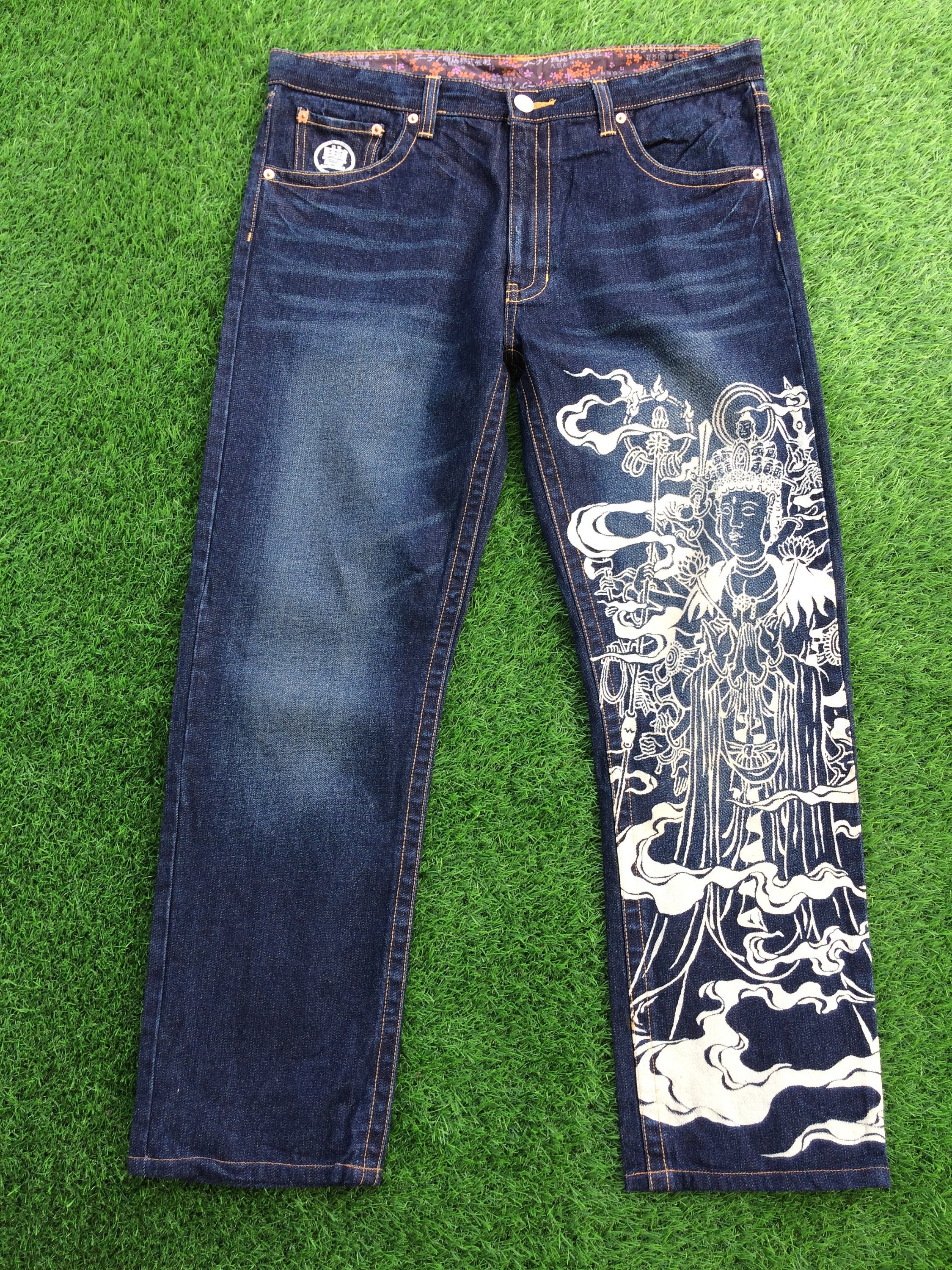 お買い得商店街 Size 37 L29 W37 Jeans Graphic Printed Shouten Buden Japanese 乳液・ミルク