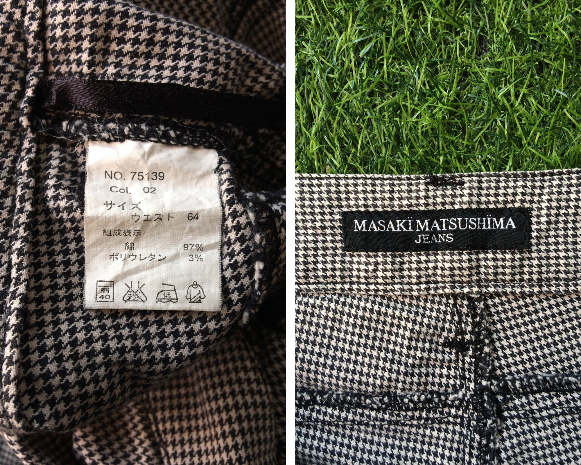 Masaki Matsushima Houndstooth Cargo Pants, Japanese Designer 