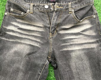 Y2K Low Rise Flare Jeans, Distressed Japanese Streetwear Bootcut Denim, W28 L29