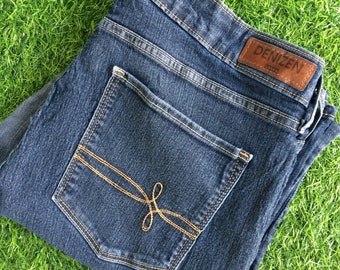 Talla 33 Vintage Distressed Denizen Levis Modern Bootcut Jeans W33