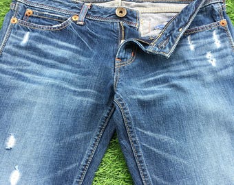 Size 28 Y2K Low Rise Distressed Flare Jeans W30 L33, Vintage Low Waist Flared Denim Pants, waist 30"