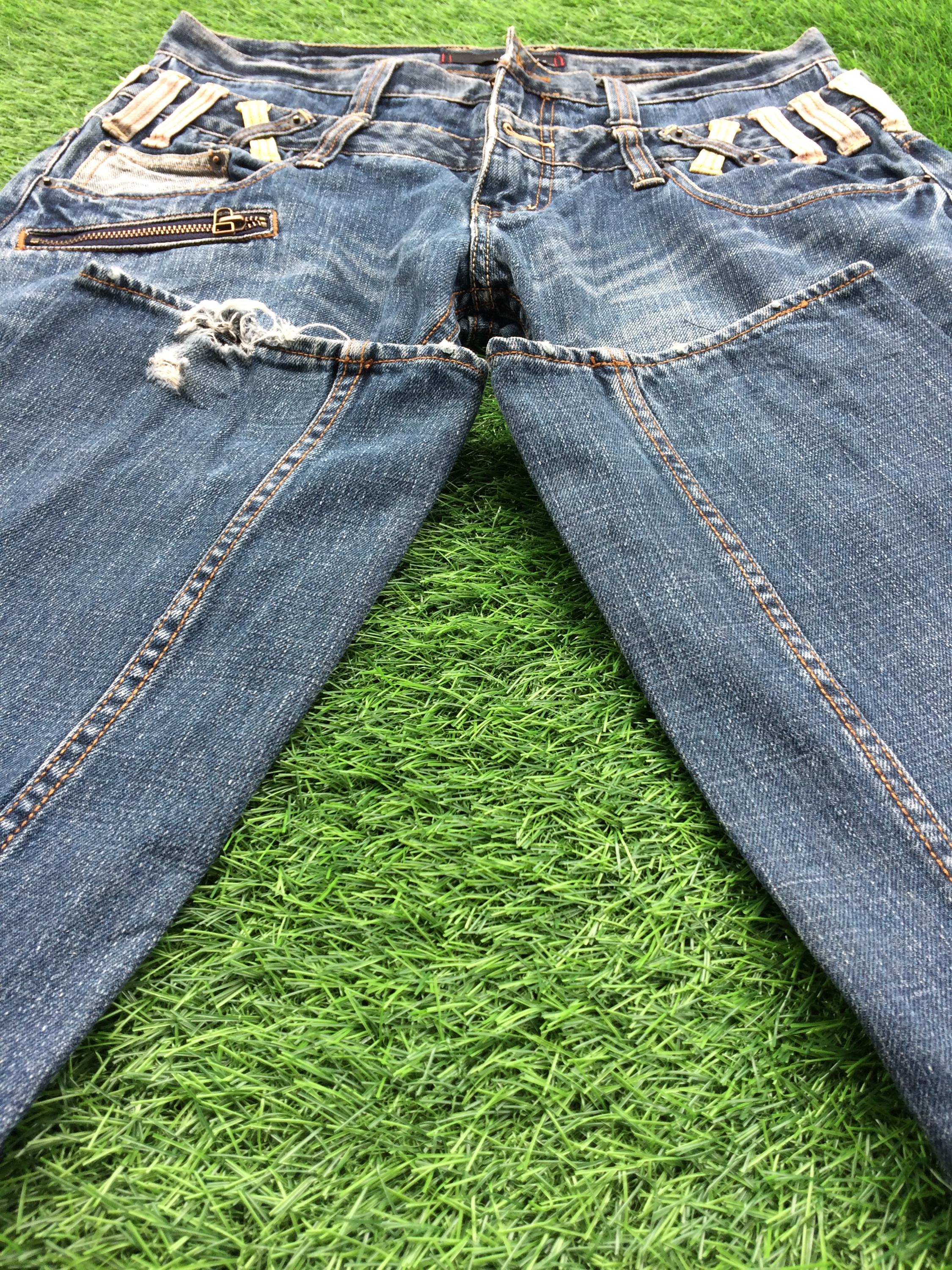 Size 30 Distressed Japanese Double Waist Denim Jeans Pants Size 30 Distressed Japanese Double Waist Denim Jeans Pants