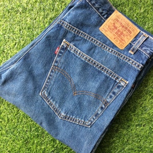 Size 37/38 Vintage Distressed Levis 550 Jeans Medium Wash Denim Relaxed Fit Straight Tapered Leg Jeans Plus Size Mom Jeans Waist 37&quot;/38&quot;