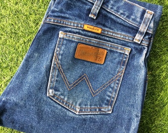 Size 33 Vintage Wrangler FR Western Distressed Jeans W33 L31 Faded Medium Wash Rodeo Riders Jeans Wrangler Flame Resistant Jeans Waist 33"