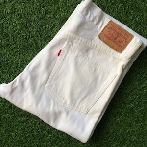 Size 31 Vintage Distressed Levis 503 Dirty White Jeans W31 L31 White Wash Denim Regular Fit Tapered Leg Jeans Waist 31&quot;