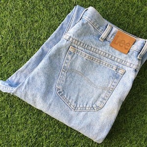 Größe 34 Vintage Lee Jeans Hohe Taille Mom Jeans Verjüngendes Bein Western Denim Jeanshose für Damen