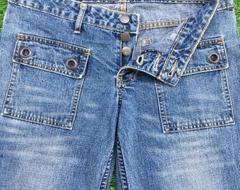 Vintage Low Rise Button Fly Jeans, Y2K Light Wash Denim (W31 L32)