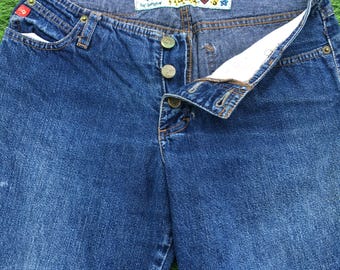 Vaqueros vintage Mudd, tiro bajo y pierna acampanada, denim Y2K (W27 L26)