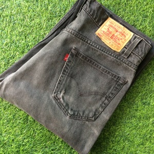 Size 34 Vintage Distressed Levis 550 Jeans W34 L33 Faded Black Wash Rigid Jeans Relaxed Fit Straight Leg Jeans Waist 34"