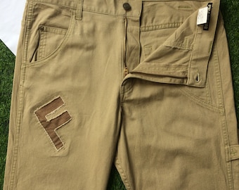 Pantalones de estilo urbano japonés, ropa de trabajo de algodón con múltiples bolsillos (talla 33)