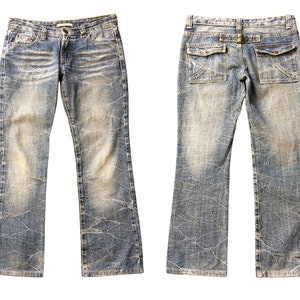 Size 27 Distressed Japanese Low Rise Denim Straight Jeans Pants W31 L27 , waist up to 31&quot;