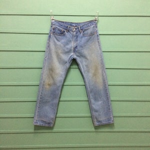 Size 34 Vintage Distressed Levis 505 Jeans W34 L29 Light Wash Dirty Jeans Straight Leg Regular Fit Jeans Waist 34"