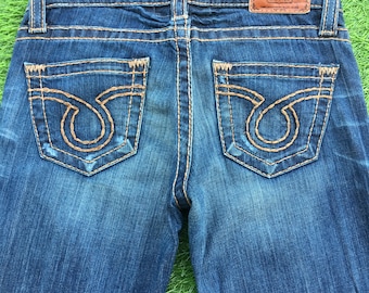 Big Star Low Rise Bootcut Jeans, Gestickte Tasche, W28 L33