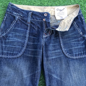 BREDE BEEN Lage taille timmermansjeans Schildersbroek Denim Blue jeanskleding taille 29&quot;, heup: 38 inch, maat M