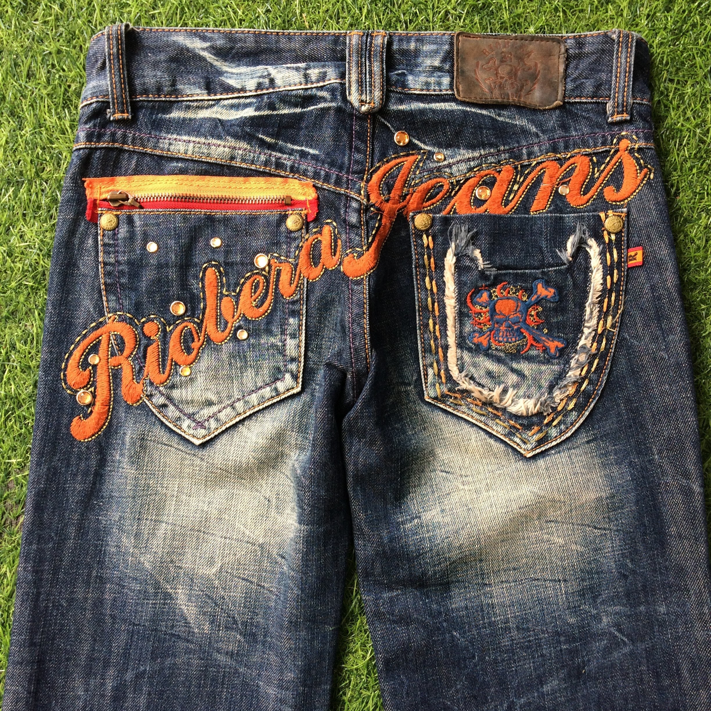 Size 25 Riobera Denim Low Waist W29 L30 Japan Flared Wide Leg