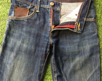 Vintage Y2K Low Rise Flare Jeans, Distressed Japanese Denim W31 L28
