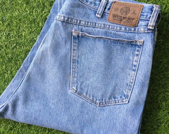 Vintage Wrangler-westernjeans, distressed denim grote maten (W36 L29)