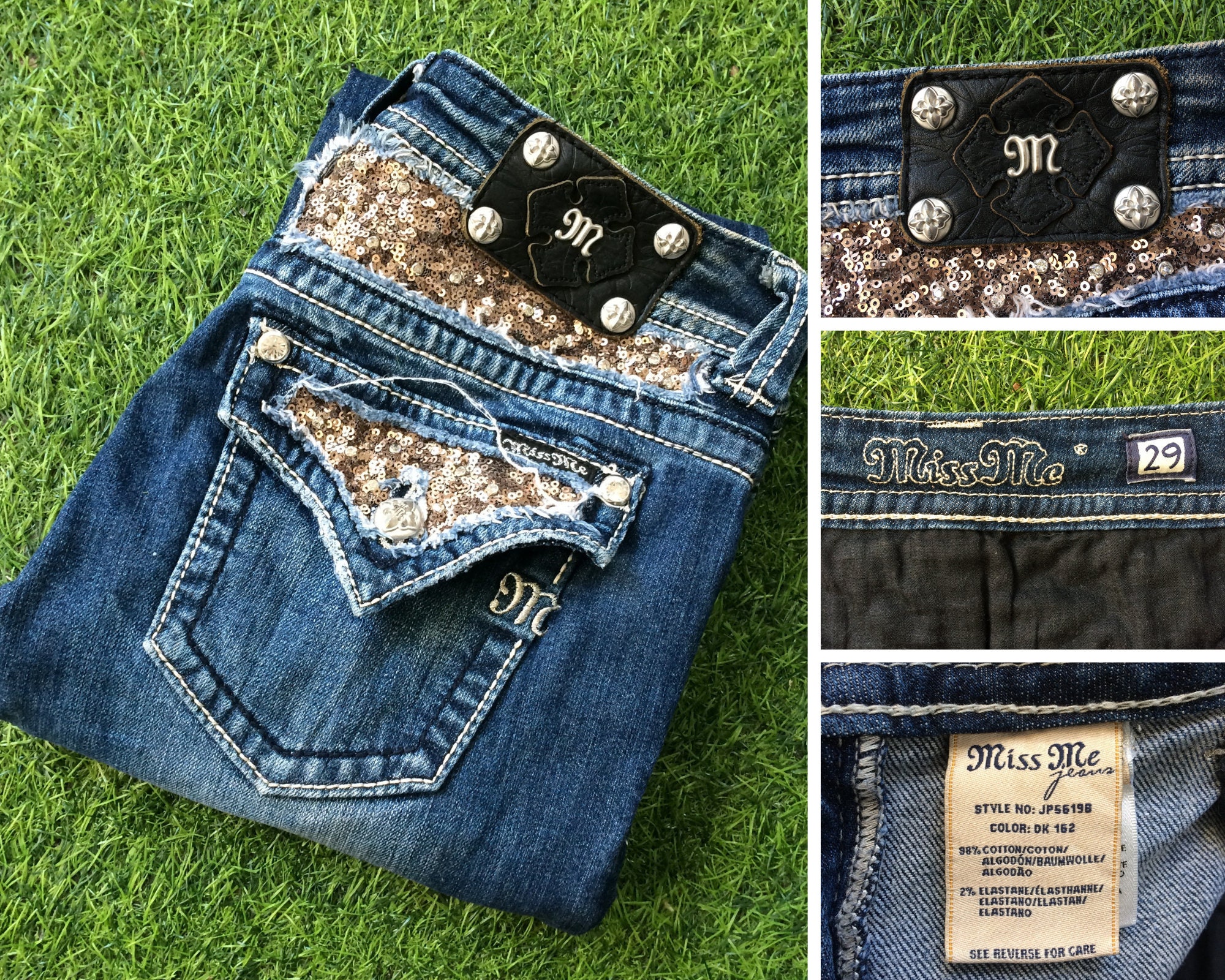Miss Me ジーンズ 29 ブーツカット 刺繍 スタッズ フレア Miss Me Low-rise Bootcut Jeans: Embellished, Embroidered, Size 29