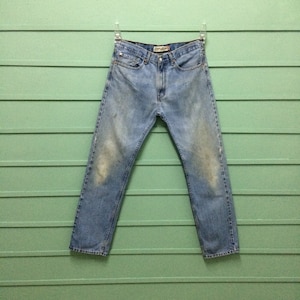 505 vintage w34/35 L33 dirty stonewash blue jeans faded Y2Ks red tab Levi's denim straight leg